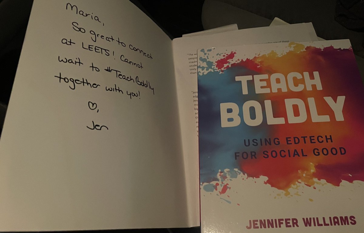 MariaYniguez's tweet image. #LEETS24 PM sessions @BookCreatorApp and Apple Freeform. Then... I danced w/ @SMMendoza123 &amp;amp; met @JenWilliamsEdu. 🤩 both inspiring  us to #TakeAction by design. Got my personal copy of Teach Boldly signed. LEETS bag also had a copy, Thanks!  @ChandlerLAUSD 
#TeachSDGs
