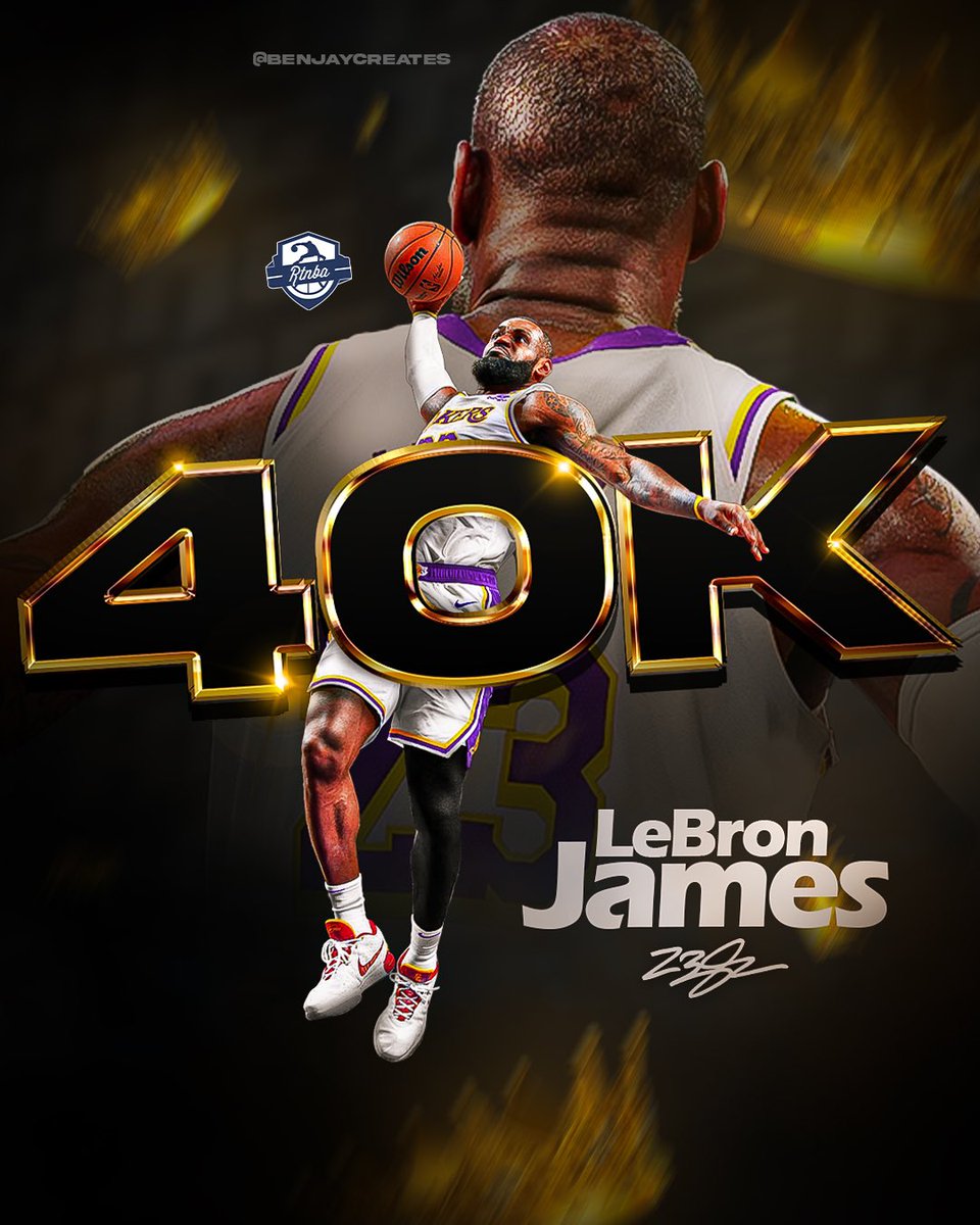 RTNBA's tweet photo. LeBron James, 40k career points. 🔥 👑 https://t.co/CkuDQr6NR6