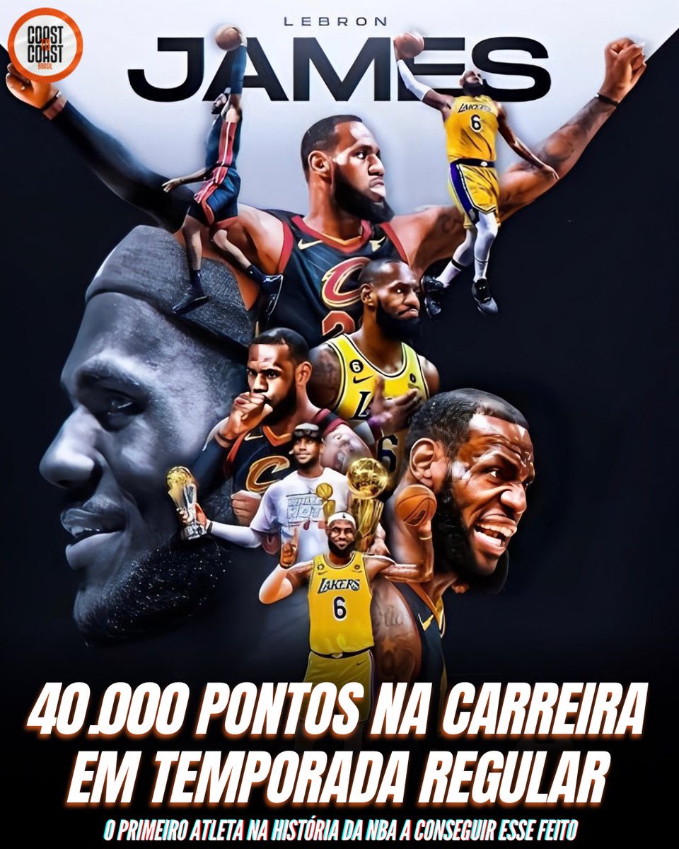 brasilcoast2's tweet photo. 🚨40.000 PARA LEBRON JAMES! O REI CONSEGUIU!

23.119 pontos pelo Cavaliers
7.919 pontos pelo Heat
8.960 pontos pelo Lakers E CONTANDO

APRECIEM A GRANDEZA ENQUANTO PODEM! https://t.co/JVlXc7jGhl