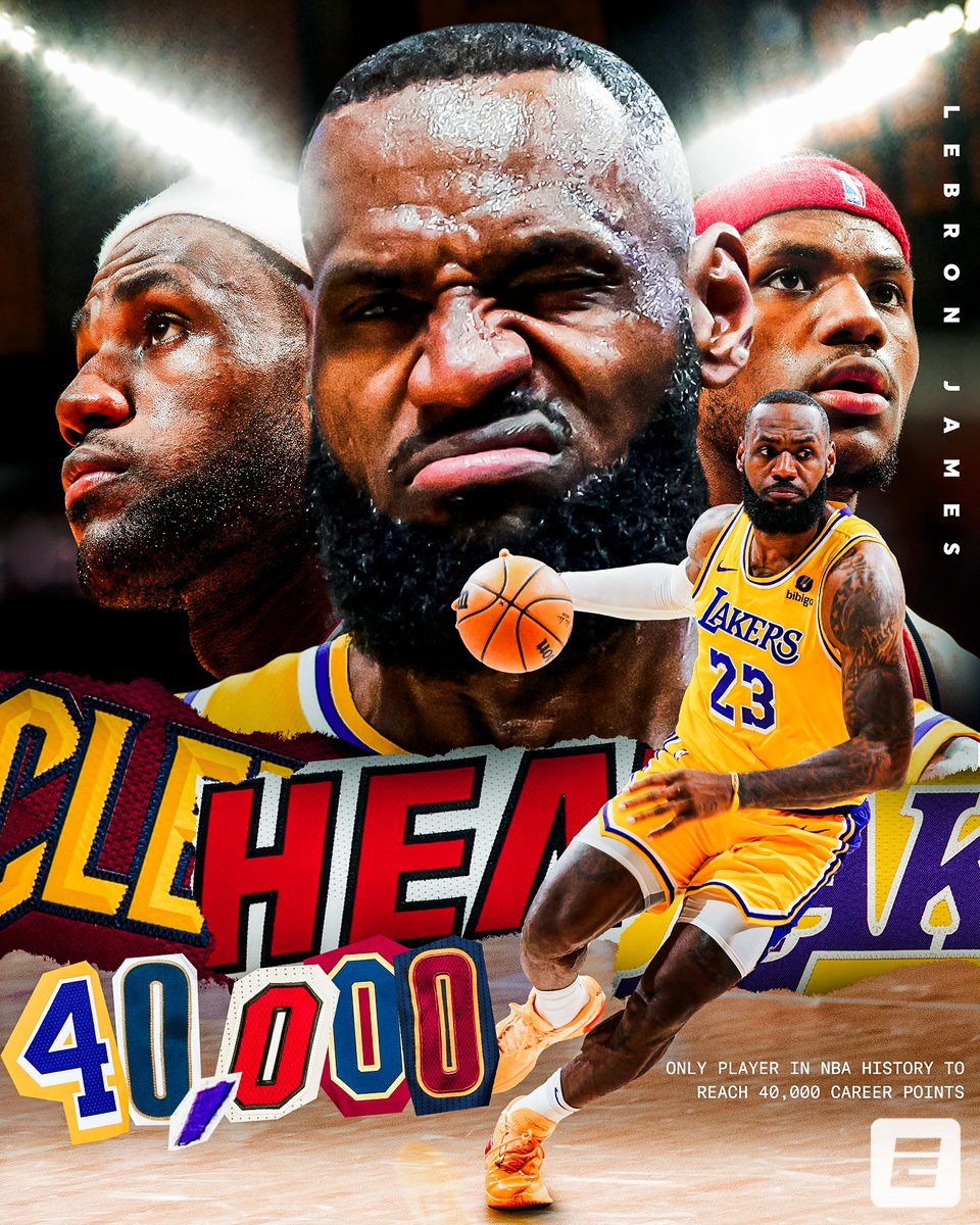 ALONE AT THE TOP 👑

<a href="/KingJames/">LeBron James</a> is the only player in NBA history to reach 40,000 points‼️