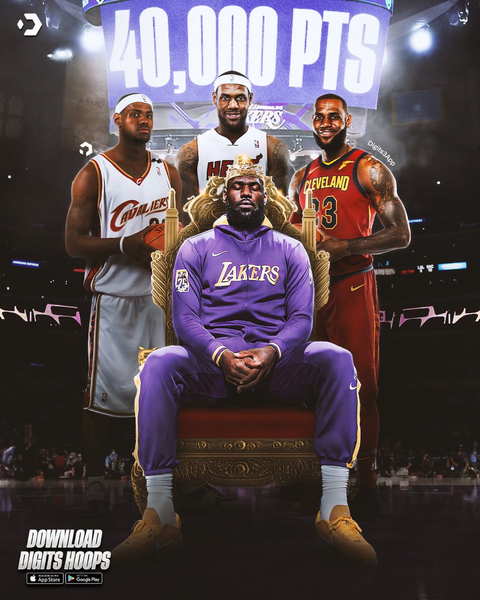 BREAKING: LeBron James is the first player in NBA History to crack 40k points 👑🐐 @Digits3App (digitssports.co/Nbacj)