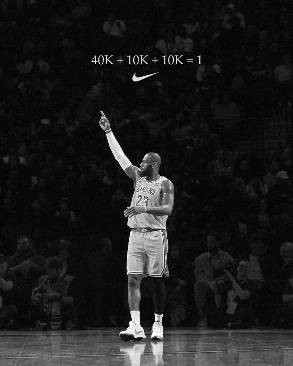 Numbers don’t lie. 

Yet again, @kingjames has rewritten the equation for greatness: 40k points, 10k assists, 10k rebounds. Truly one of one. 

#WeAreAllWitnesses 