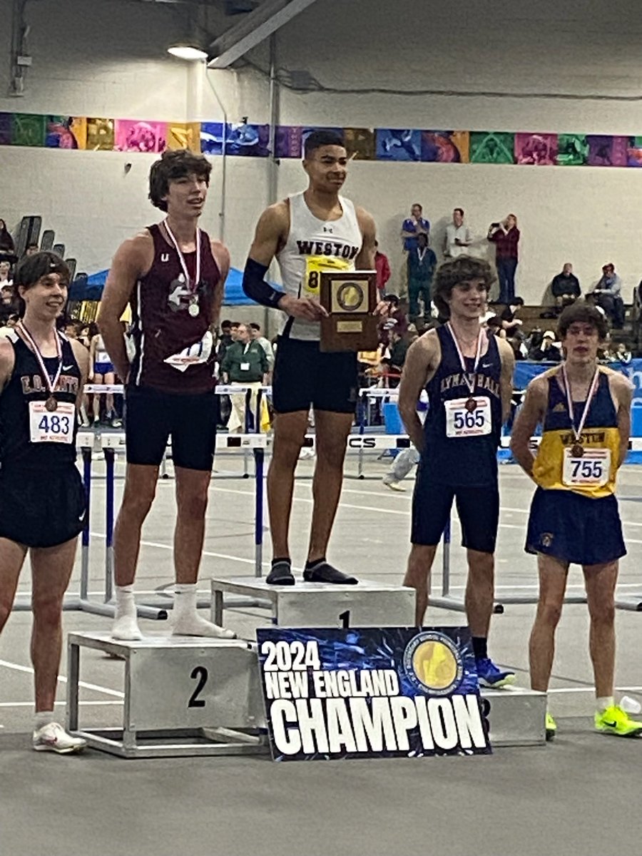 WestonAthletic's tweet photo. Weston’s Ben Tavares your New England Champion in the 600 with a time of 1:21.58 - WOW
Way to go Ben!!! https://t.co/yUpsQuAkrY