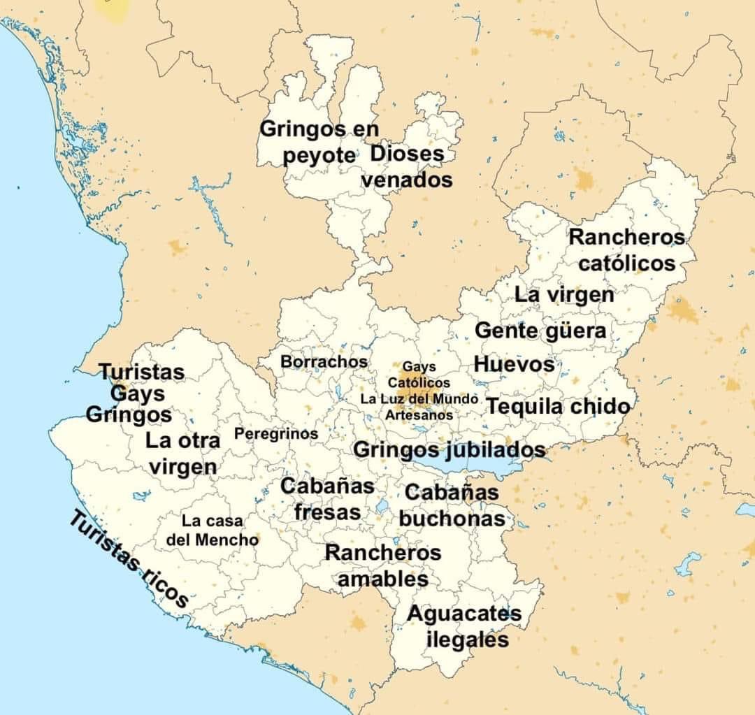 Libro_negro_'s tweet photo. Así se divide Jalisco y quien diga lo contrario lo espero en el Parque Rojo pa darnos unos becerros. https://t.co/6W7LLI9pjE