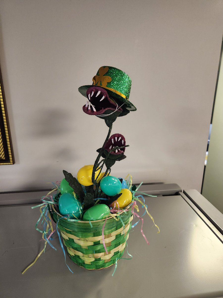 Magnus588's tweet photo. My work plant has changed up his "work attire" for this month. Haha https://t.co/3xVieyjMDq