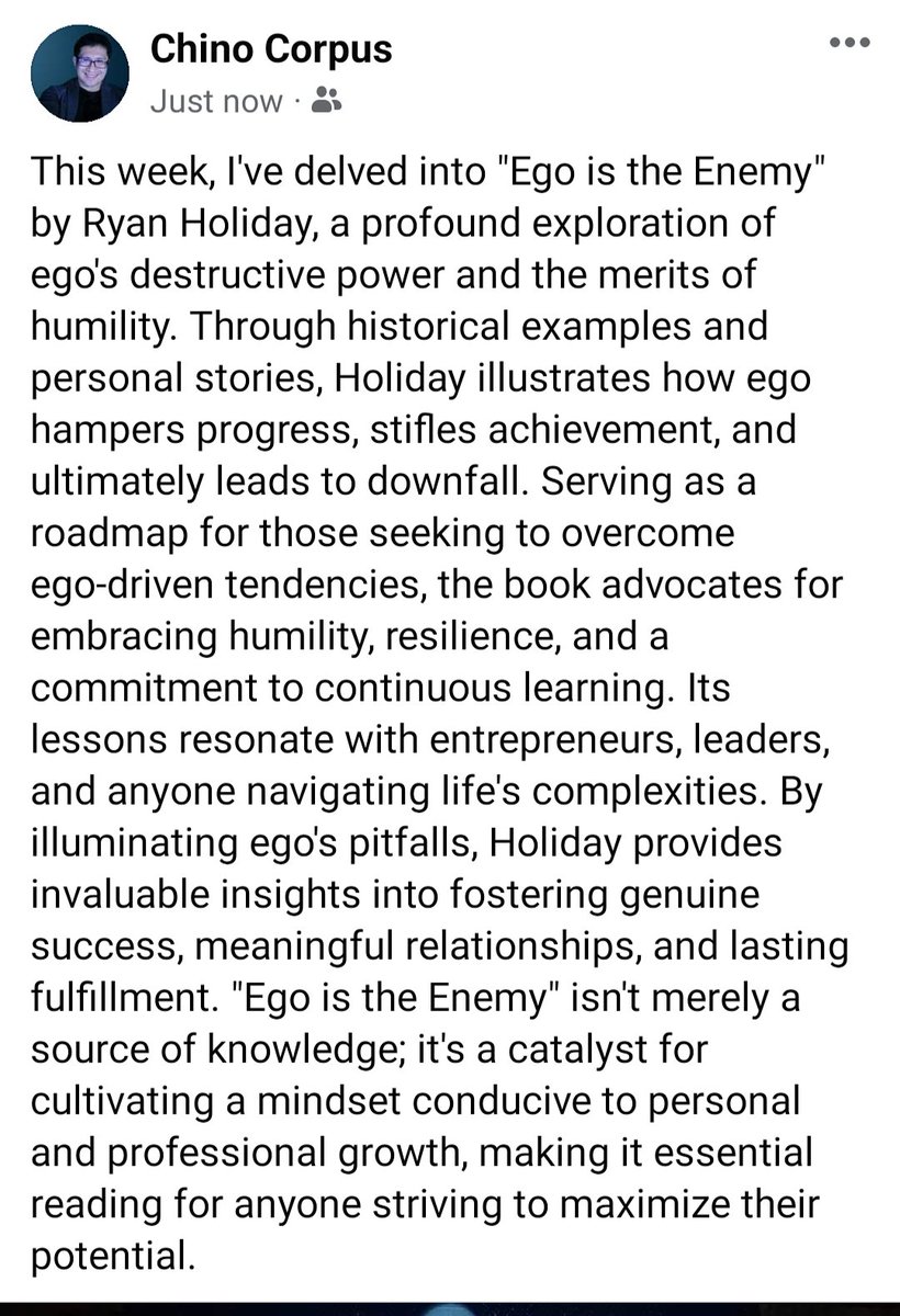 chinocorpus1's tweet image. #EgoIsTheEnemy #RyanHoliday #HumilityOverEgo #PersonalGrowth #ProfessionalDevelopment #Leadership #SuccessMindset #ContinuousLearning #SelfImprovement #Mindfulness
