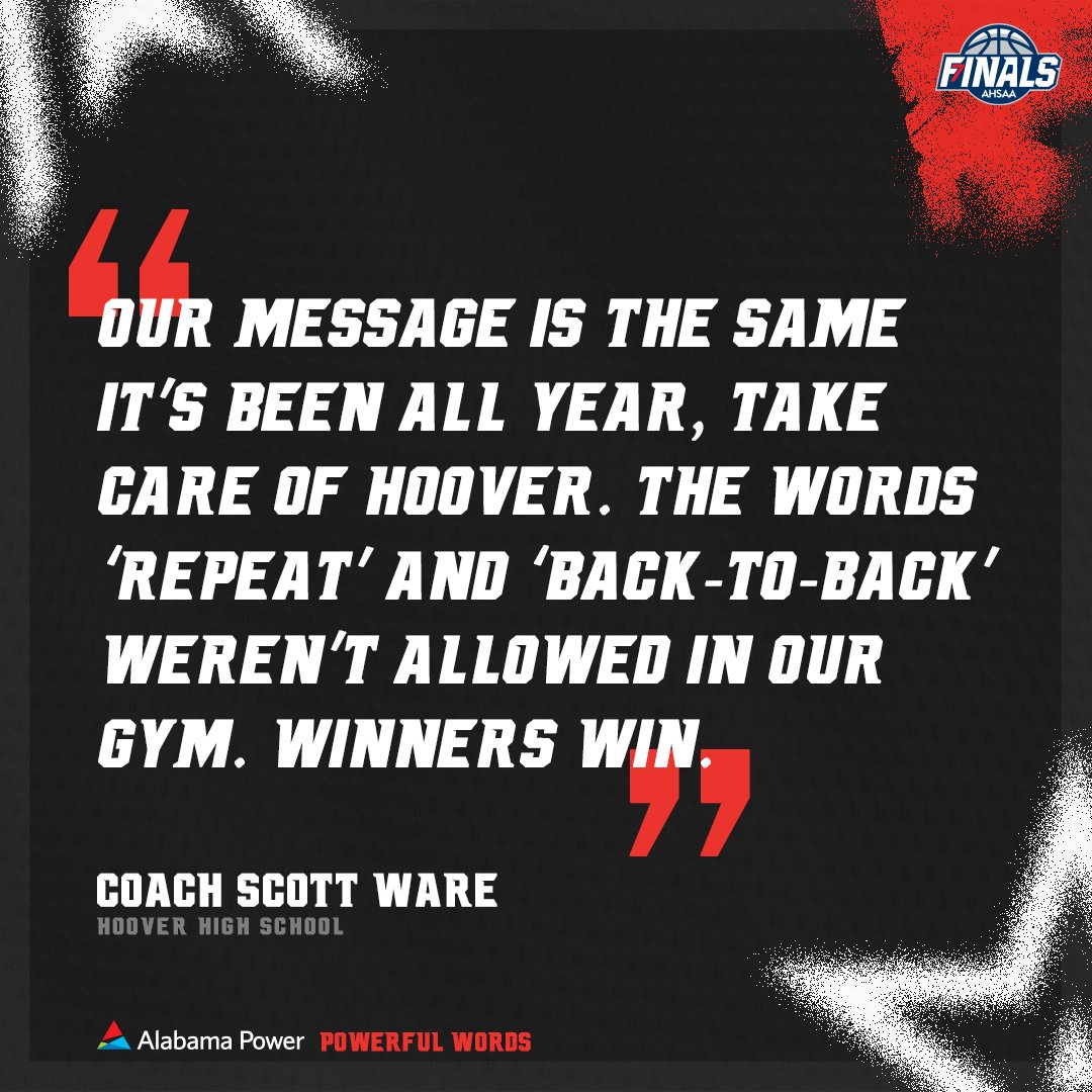 AHSAA State Finals (@ahsaa_hoops) on Twitter photo The #7ABoys post-game press conference is happening now at <a href="/LegacyArena/">Legacy Arena</a>! Hear what Head Coach Scott Ware has to say about <a href="/HooverBucsBBall/">Hoover Bucs Basketball</a> win with @AlabamaPower's Powerful Words! 🗣
#StateFinals | #Ball4ItAll | @AlabamaPower | #7A | <a href="/LegacyArena/">Legacy Arena</a> | <a href="/AHSAAUpdates/">AHSAA</a> The #7ABoys post-game press conference is happening now at <a href="/LegacyArena/">Legacy Arena</a>! Hear what Head Coach Scott Ware has to say about <a href="/HooverBucsBBall/">Hoover Bucs Basketball</a> win with @AlabamaPower's Powerful Words! 🗣
#StateFinals | #Ball4ItAll | @AlabamaPower | #7A | <a href="/LegacyArena/">Legacy Arena</a> | <a href="/AHSAAUpdates/">AHSAA</a>