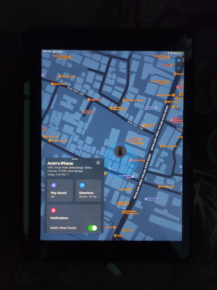 amin99ansari's tweet photo. @rpferhwh @ErRpf @RailwaySeva @rpfpchwn @srp_howrah I told i told everything about apple find my phone app. but didn't any further action taken at this moment.. it was just near about howrah railway station https://t.co/kj9rzmHwRI