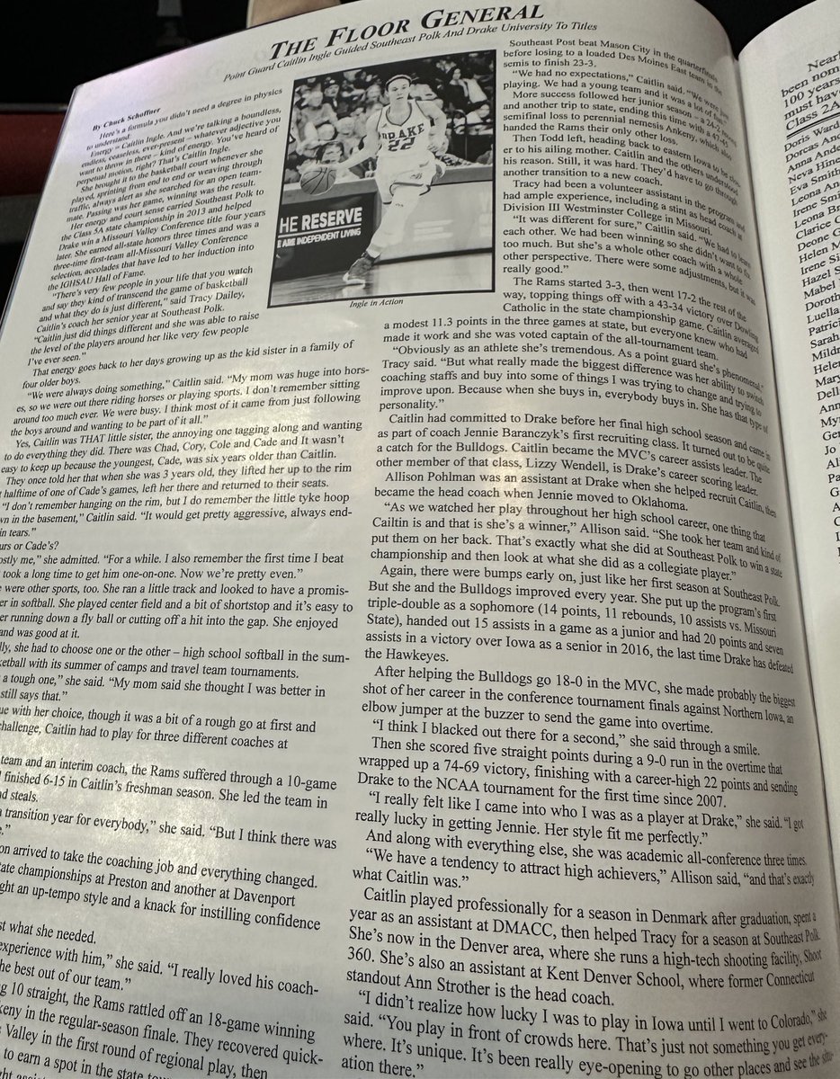 Congratulations to our very own <a href="/Caitlin_Ingle22/">Caitlin Ingle</a> for being inducted into the IGHSAU Basketball HOF. This is a much-deserved award for one of the most impactful athletes in our program’s history! We’re so proud of you, Caitlin!