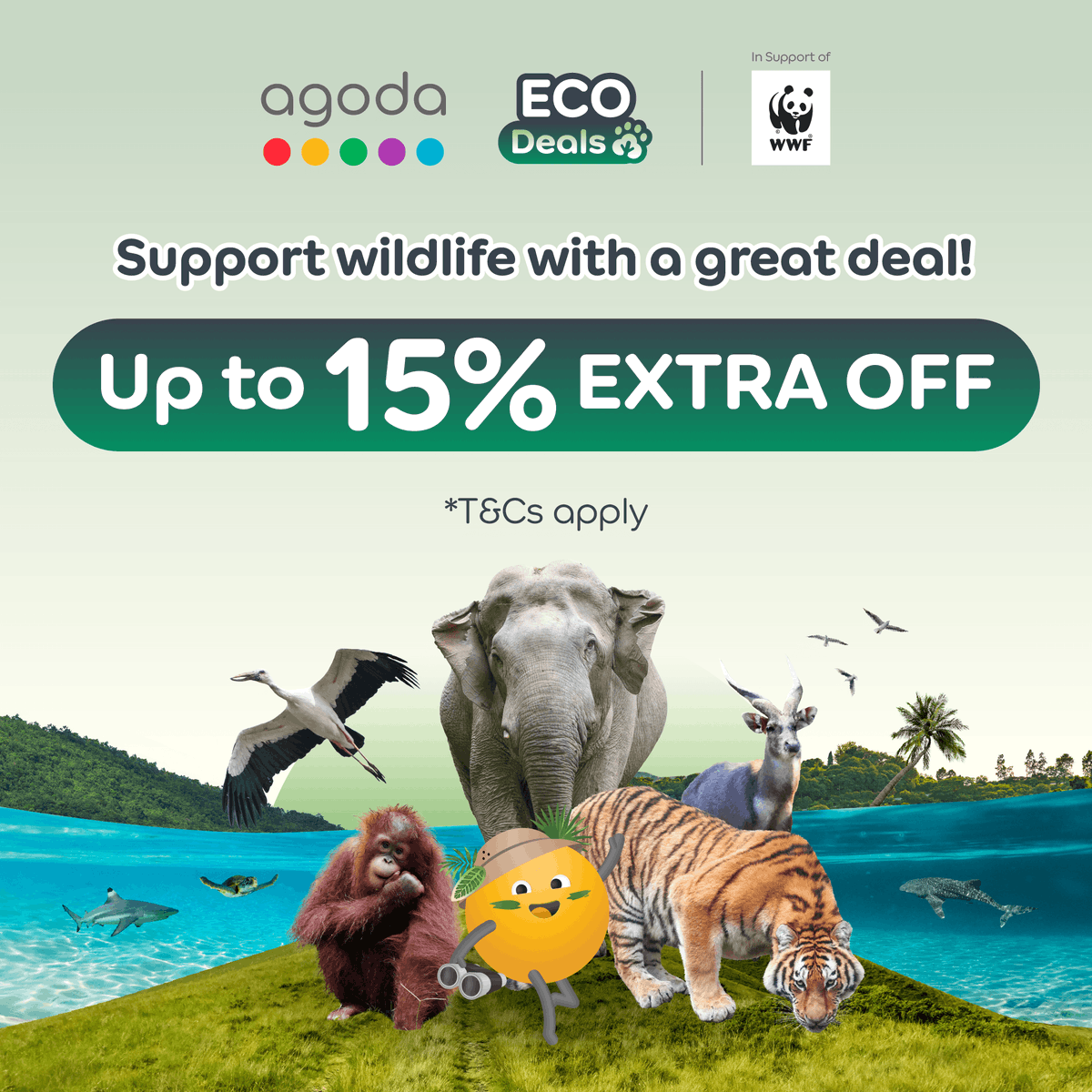 agoda's tweet photo. Happy World Wildlife Day! Have you heard about our Agoda x WWF collab?
Book a hotel with the Eco Deals badge and USD $1 of your booking goes to supporting the World Wide Fund for Nature's marine and forest conservation programs across Southeast Asia!
#Agoda #EcoDeals #WWF https://t.co/4DRyGIEHTD