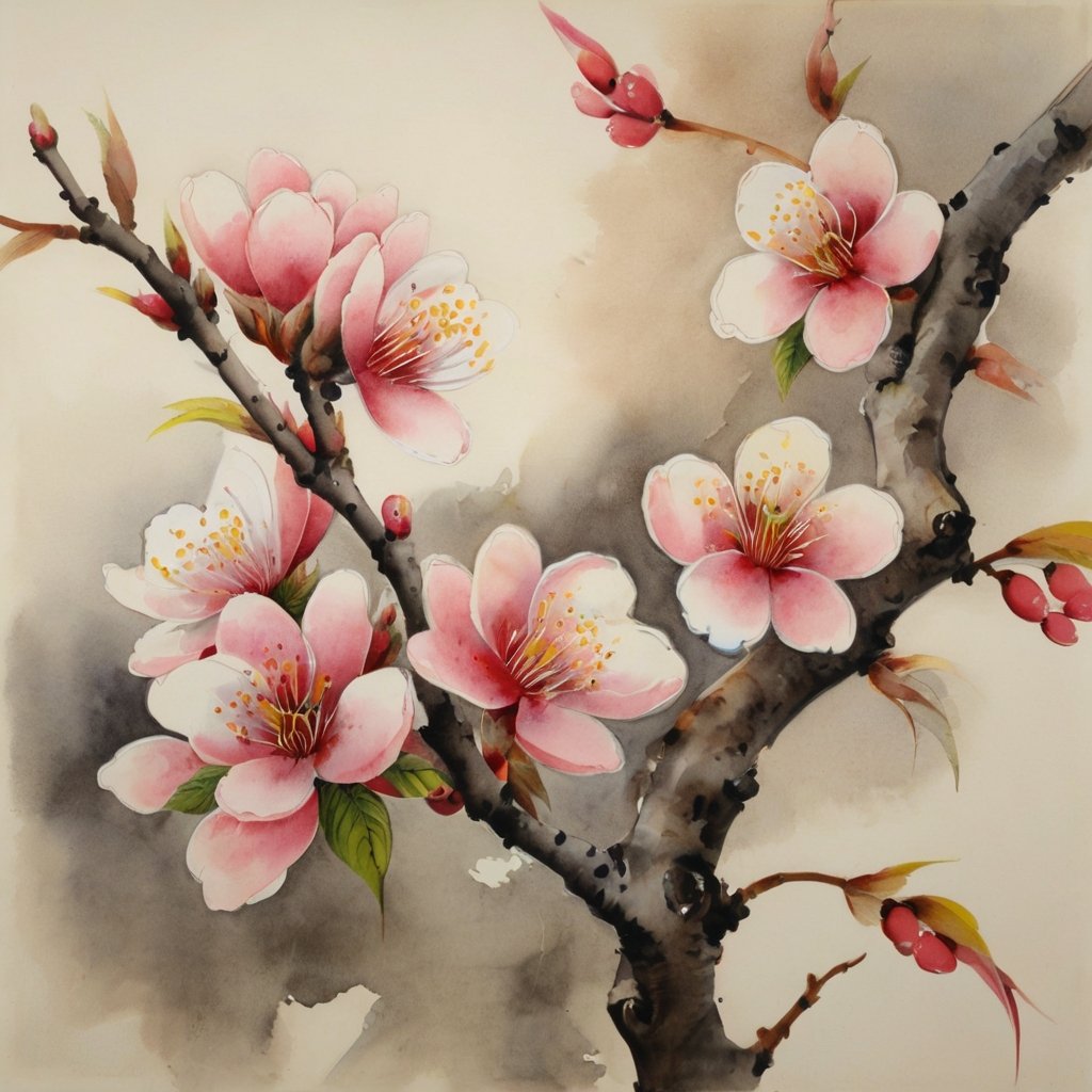 今日3月3日は「#桃の節句」です🌺
#Leonardoai 

#3月3日 #ひな祭り #雛祭り #桃の花 #ai画像 #aiart #japanesefestival #peach #watercolor #watercolorpainting