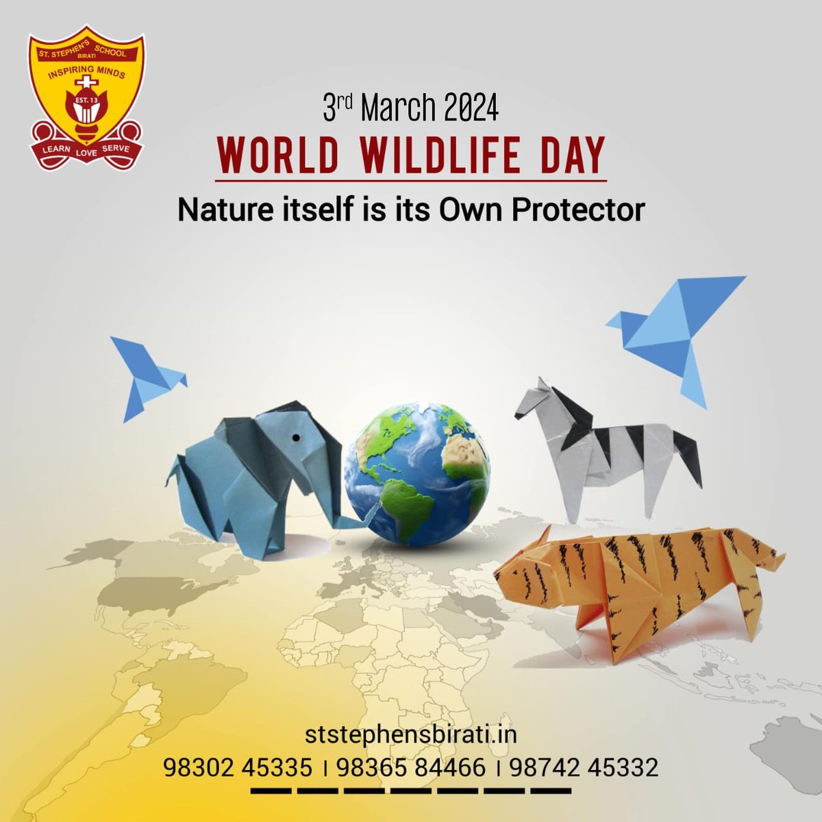 Embrace the beauty of our planet and pledge to share the responsibility of caring for the wild. Let's unite for a sustainable future, preserving the delicate balance that sustains all life. #StStephensSchool #StStephensSchoolBirati #Wildlife #WorldWildlifeDay2024