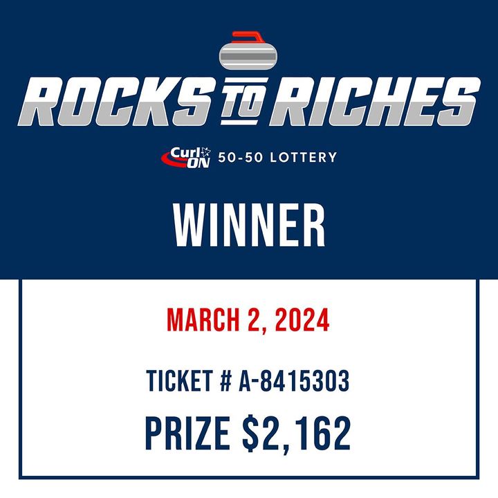 CurlingOntario's tweet photo. Congratulations to the lucky winner of the Rocks to Riches CurlON 50-50 lottery with ticket number A-8415303! Enjoy your winnings and thank you for supporting the growth of curling in Ontario! 

If you are the lucky winner, email info@ontcurl.com.

#CurlON #RocksToRiches https://t.co/CAeC8ny7cy