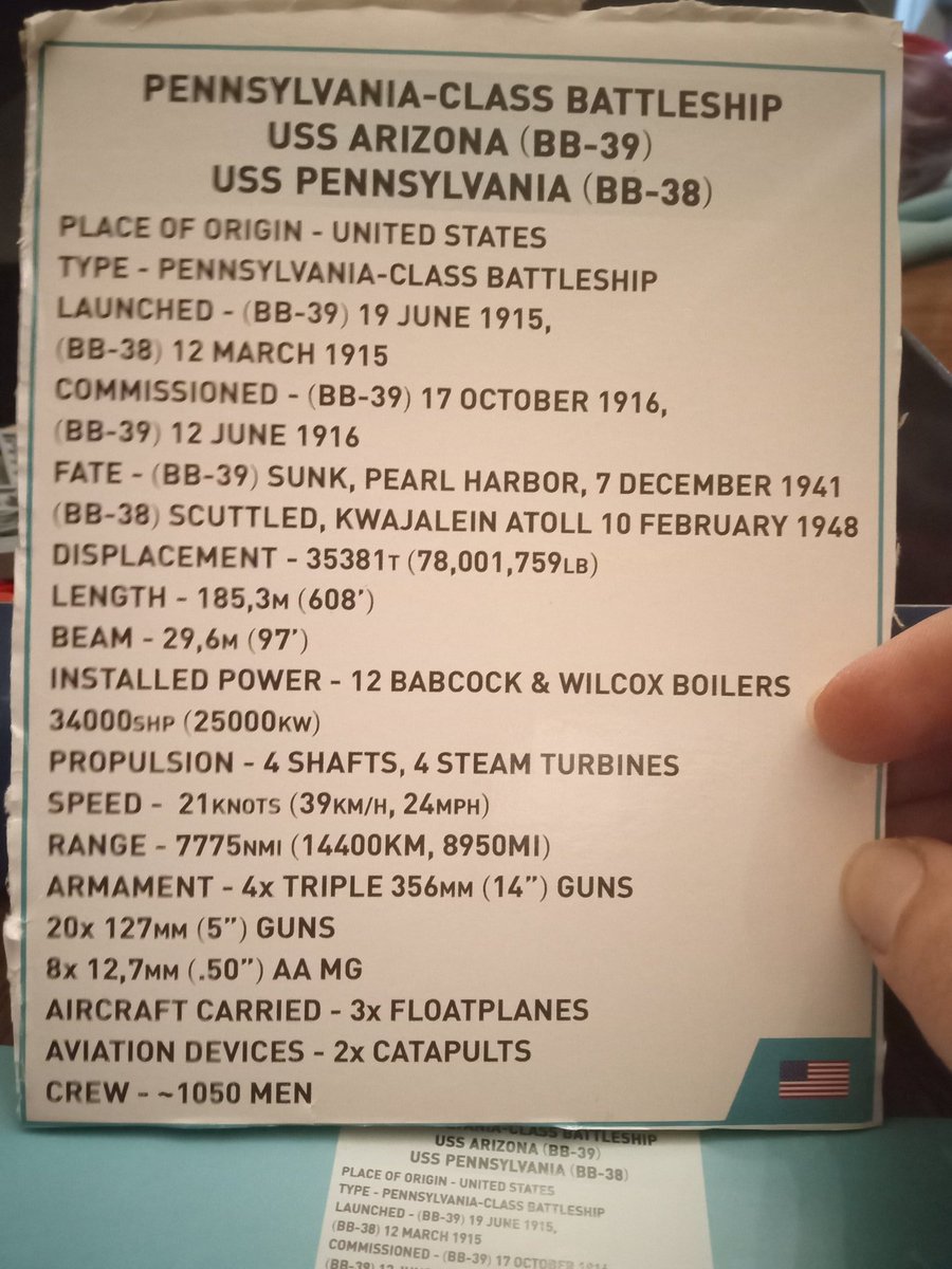 JerryWEicher's tweet photo. Hey @COBI_Bricks I think I found a slight misprint with the statistics. Where it says 'Commissioned' it has BB-39 twice for both ships. https://t.co/weDdn4sjmg