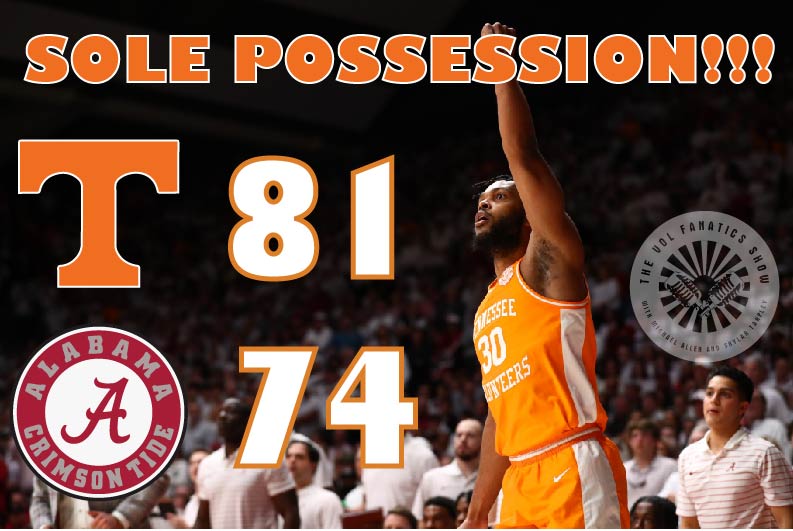 Tennessee knocks off Alabama in Tuscaloosa to take sole possession of first place in the SEC with 2 games to go!
Zakai Zeigler leads the way with 18 Points and 4 Assists
Josiah Jordan James has a double-double with 11 Points and 13 Rebounds #VolsWin