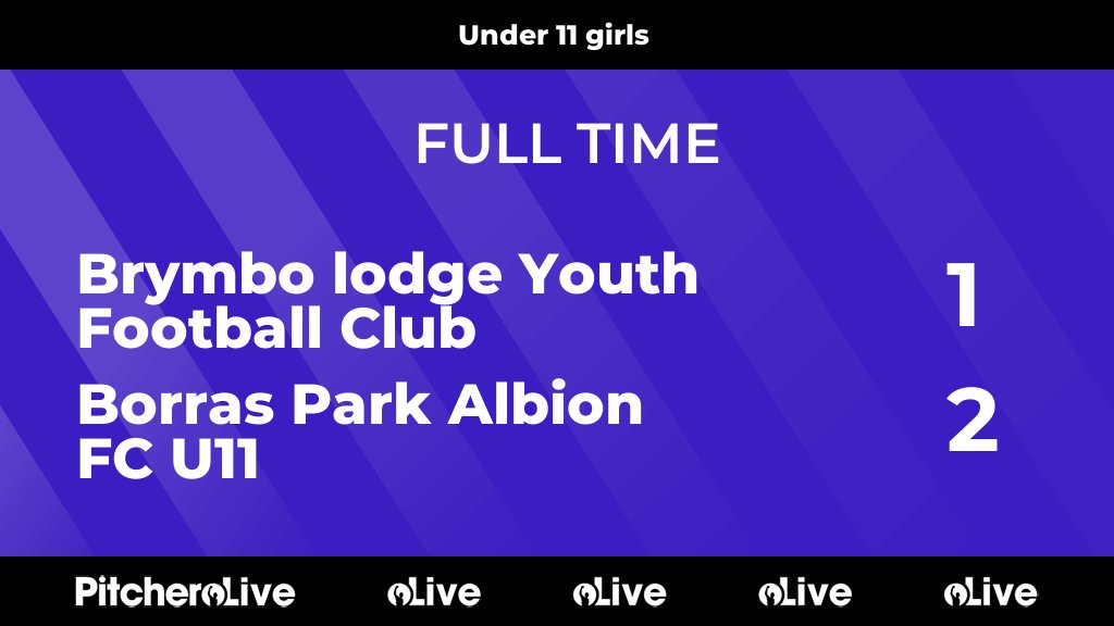 FULL TIME: Brymbo lodge Youth Football Club 1 - 2 Borras Park Albion FC U11
#BRYBOR #Pitchero
brymbolodgeyouthfootballclub.co.uk/teams/274309/m…