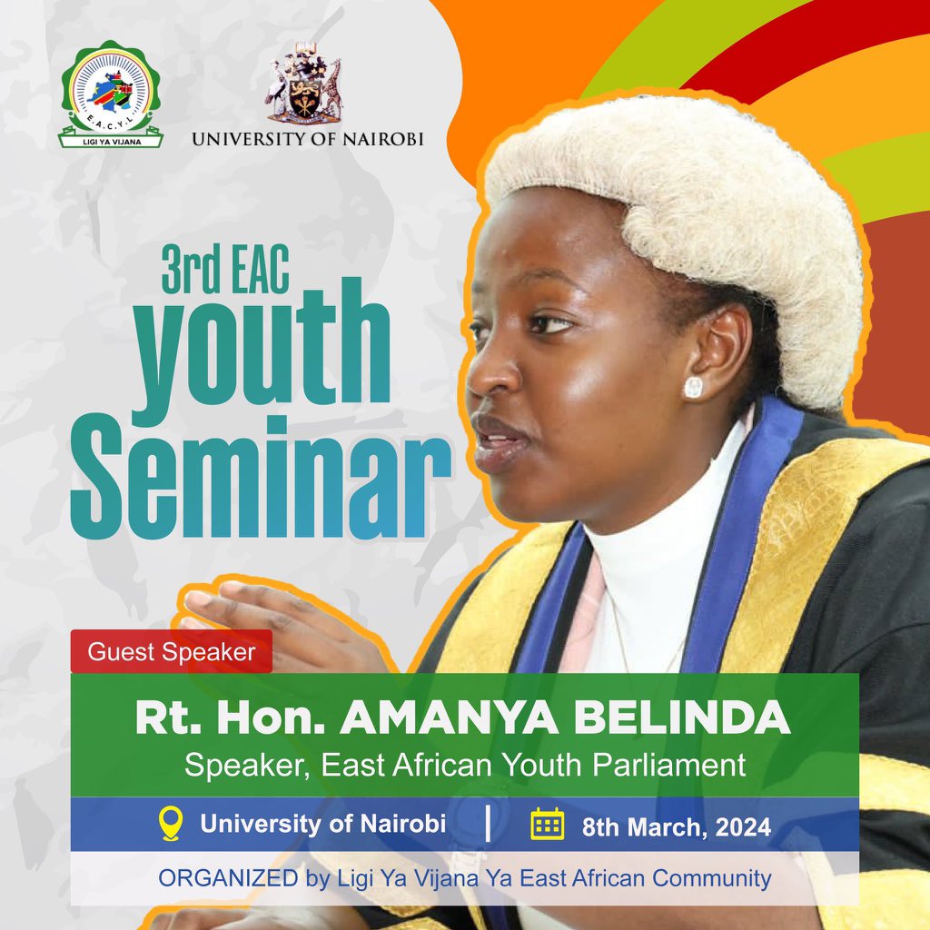 Belinda Amanya (@amanyabelyndah) on Twitter photo Honored to be joining <a href="/EACYouthLeague/">Ligi Ya Vijana Ya EAC</a> in the 3rd EAC Youth Seminar at University of Nairobi as a Guest Speaker.
It is time our generation took more effort and responsibility to Fast Track the East Africa Community integration Agenda.
โWe are the Vanguards of Integration ๐โ Honored to be joining <a href="/EACYouthLeague/">Ligi Ya Vijana Ya EAC</a> in the 3rd EAC Youth Seminar at University of Nairobi as a Guest Speaker.
It is time our generation took more effort and responsibility to Fast Track the East Africa Community integration Agenda.
โWe are the Vanguards of Integration ๐โ