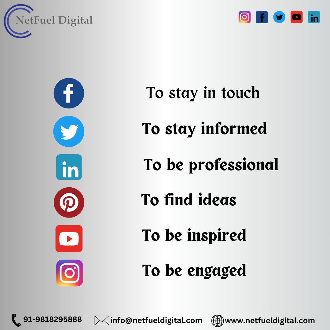 In a world full of opportunities, staying connected is the key to success.
🗝️ Stay informed, be professional, find ideas, get inspired, and stay engaged.
Let's make the most out of every moment! 💫
@netfueldigital 
💡 #StayConnected #BeEngaged #FindIdeas #netfueldigital