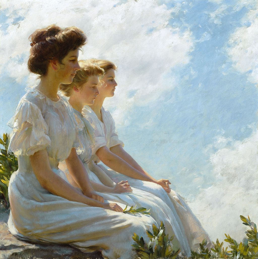 On the Heights (1909) by Charles Courtney Curran (American artist, 1861–1942). “I almost wish we were butterflies and liv'd but 3 summer days - 3 such days with you I could fill with more delight than fifty common years could ever contain.” ― John Keats, Love Letters & Poems.