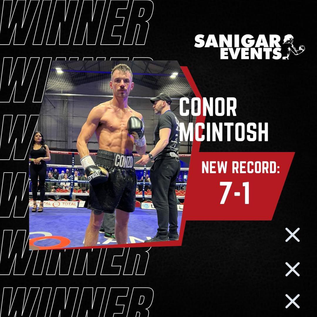 𝐑𝐄𝐒𝐔𝐋𝐓 👇 In the final contest of the evening, Port Talbot’s Welsh super-featherweight champion Conor McIntosh defeats Brayan Mairena by a score of 60-54 on the referees card. Thank you for the packed support Cardiff. See you again soon 🥊