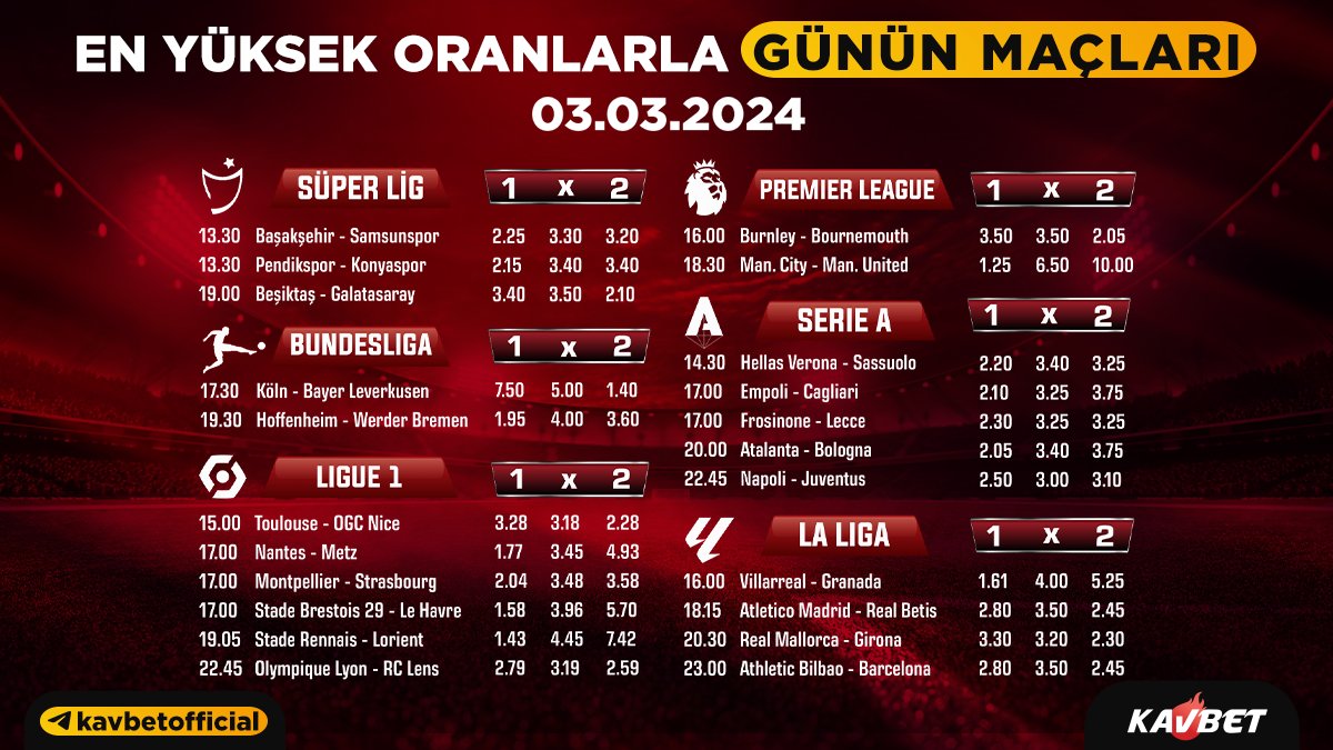 🔥 Günün  Karşılaşmaları ⚽️ Sizin için günün maçlarını seçtik, bol kazançlar.