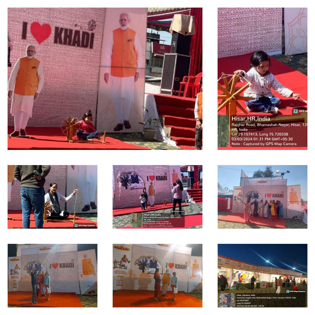 KVICsoKOLKATA's tweet photo. "Desi Charkha Spinning joy by the future of India. 'Kids to Khadi' at state-level mela in Hisar, Haryana! 🌀 Little hands embracing the age-old tradition of Charkha spinning. Join us in preserving our heritage with smiles and threads! #KidsToKhadi #CharkhaMagic #HaryanaMela" https://t.co/Tx4UsPMWCg