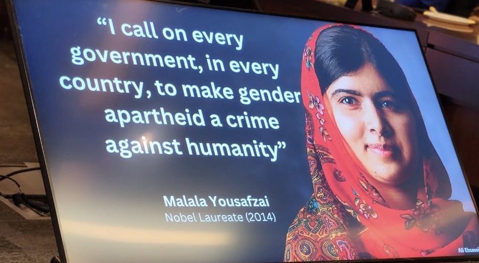 Malala Yousafzai: '| call on every
government, in every country, to make gender apartheid a crime against humanity.'

#RecognizeGenderApartheid #Women #LetAfghanGirlsLearn #WomenRights