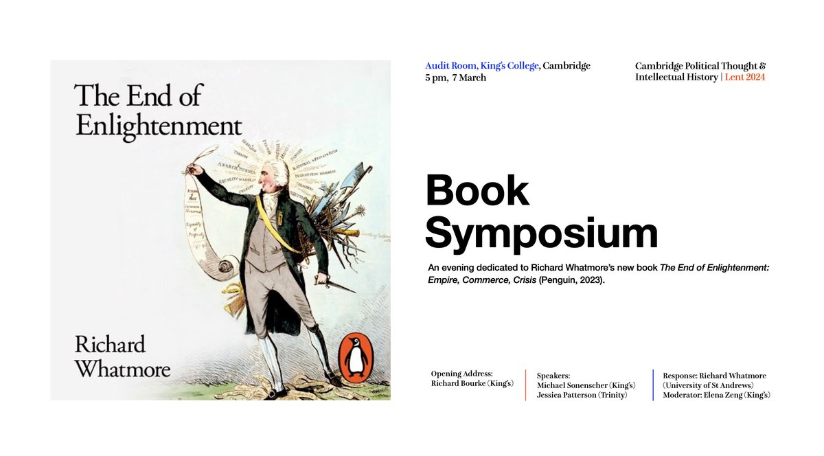 Happening this week – Join us to celebrate the publication of Richard Whatmore's new book! 📅 5 pm, 7 March 📍Audit Room, King's College, Cambridge (please note the change of venue) More info: polthought.cam.ac.uk/future-events/… @CamHistory @StAndrewsIIH @StAndrewsHist @Dept_of_POLIS @qmHPT