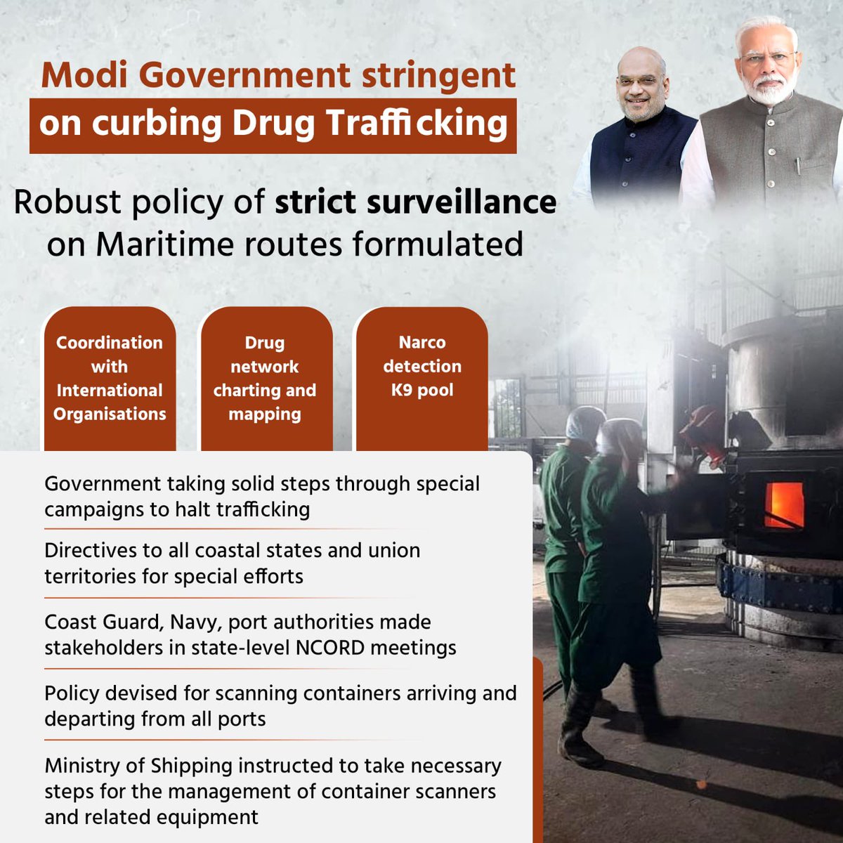 Stringent on curbing Drug Trafficking. Strict surveillance on Maritime routes. #DrugsFreeBharat @AmitShah @dg_ncb @PIBHomeAffairs