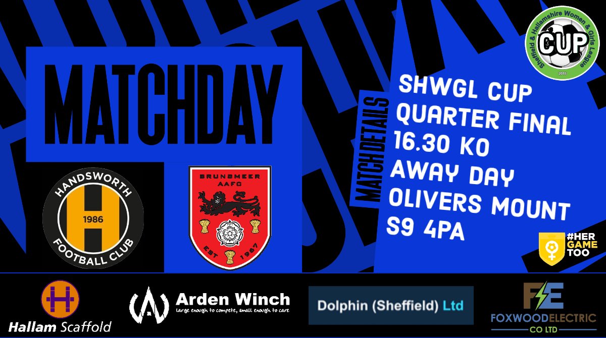 🚨GAME DAY🚨
It's cup Quarter Final day, as we look to continue our SHWGL Cup title defence. 
We face Handsworth Ladies Devs at the Express Worktop Stadium at Olivers Mount. Come along and show your support! 
#UTDAD