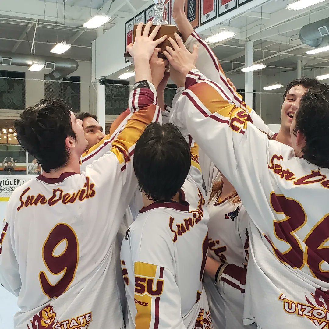 Arizona State is your 2023-2024 WCRHL AA Division Champion! ASU AA defeated U of A AA twice in overtime for the series W. MVP honors go to ASU's Jersey Bird with 3 goals and 3 assists on the weekend. 
#CollegeRollerHockey
