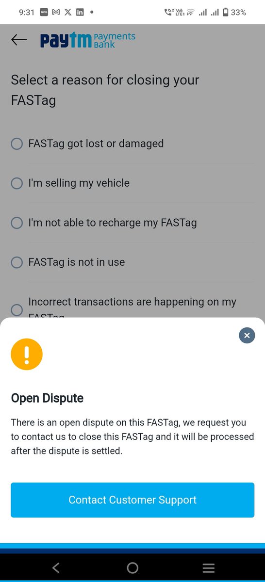 20jeetu's tweet photo. @Paytmcare Did anyone unable to close Paytmfastag. They unnecessary showing disputes. Customer support won't reply. #worstcustomersupport https://t.co/wxzLem2U4r