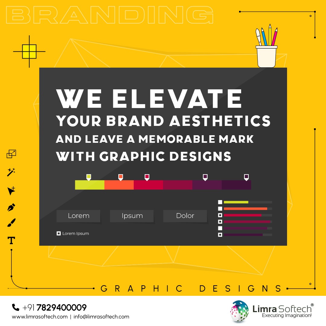 Elevate your brand aesthetics and make a lasting impression with our captivating #Graphicdesigns. From logos to visuals, we craft designs that leave a memorable mark. 🎨✨ #GraphicDesign #limrasoftech #creativedesigns #uiux #packagingdesign #identitydesign #brandidentity