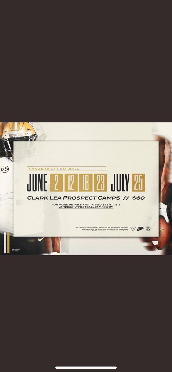 Thanks for the invite @CoachGallantST! Can’t wait to get on campus and compete! @VandyFootball @coachj_lepak @bellabaker_VFB @JamesWilhoit25 @BBSBucs @BBSfootball