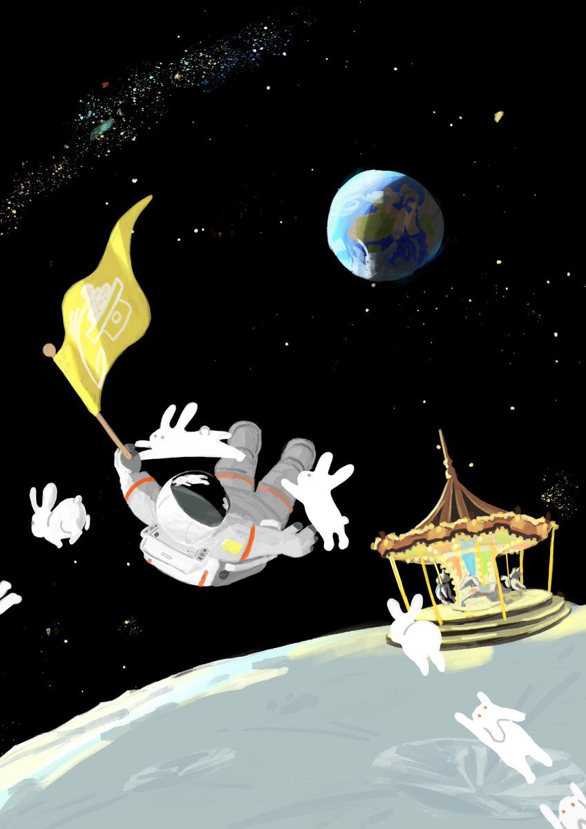 space planet flag rabbit spacesuit astronaut star (sky)  illustration images