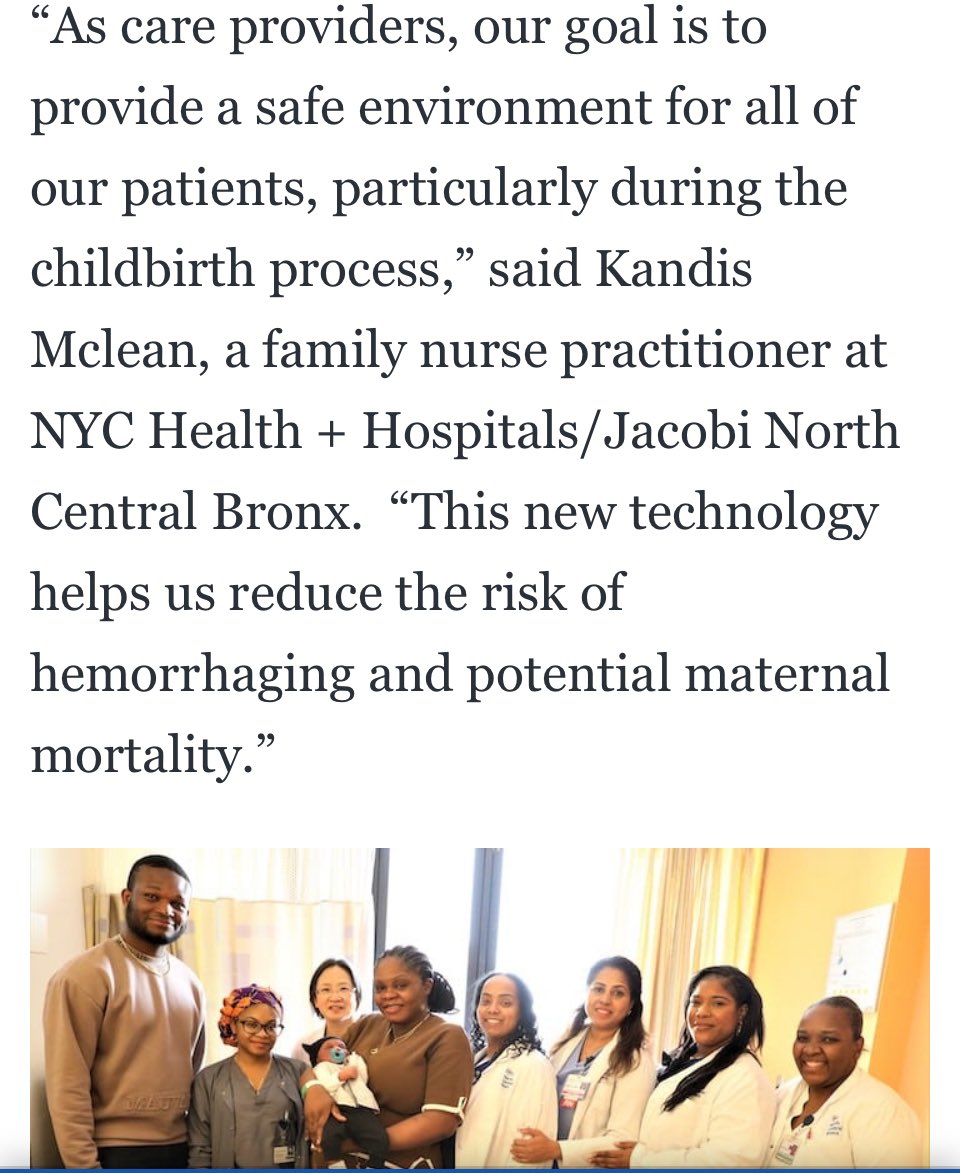 Proud to be part of one of the first NYC H+H sites North Central to utilize artificial intelligence to identify hemorrhage. Triton according to research significantly reduce delays in recognition + promote faster intervention in PPH.
#maternalmorbidity 
#maternalmortality
 #QBL