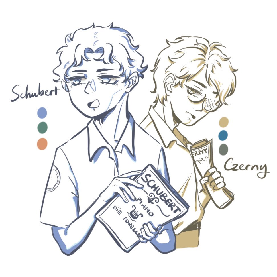 _nommuhai_'s tweet image. Xuan (aka Schubert) and Chau (aka Czerny) 
#ClassicalMusic #classicalcomposer