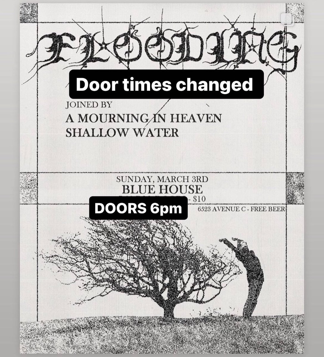 Nothing like flooding has touched Houston yet and I been seeing a lot of y’all on the same shit too often. come open up ur heart to somethin new tomorrow. Bands at 7