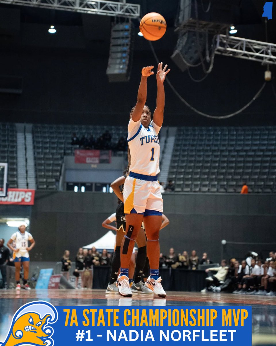 TupeloAthletics's tweet photo. 💥 𝗖𝗵𝗮𝗺𝗽𝗶𝗼𝗻𝘀𝗵𝗶𝗽 𝗠𝗩𝗣 

Nadia Norfleet named MVP of the 7A Championship with 19 points! #LGW https://t.co/key0AxCf5i