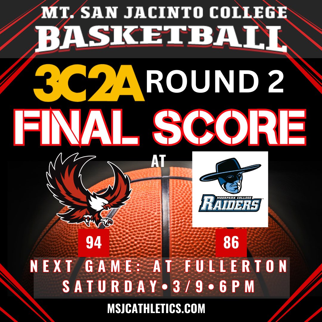 The Eagles won and move to 27-3 and play at #1 and defending  Fullerton Saturday, March 9 at 6pm.