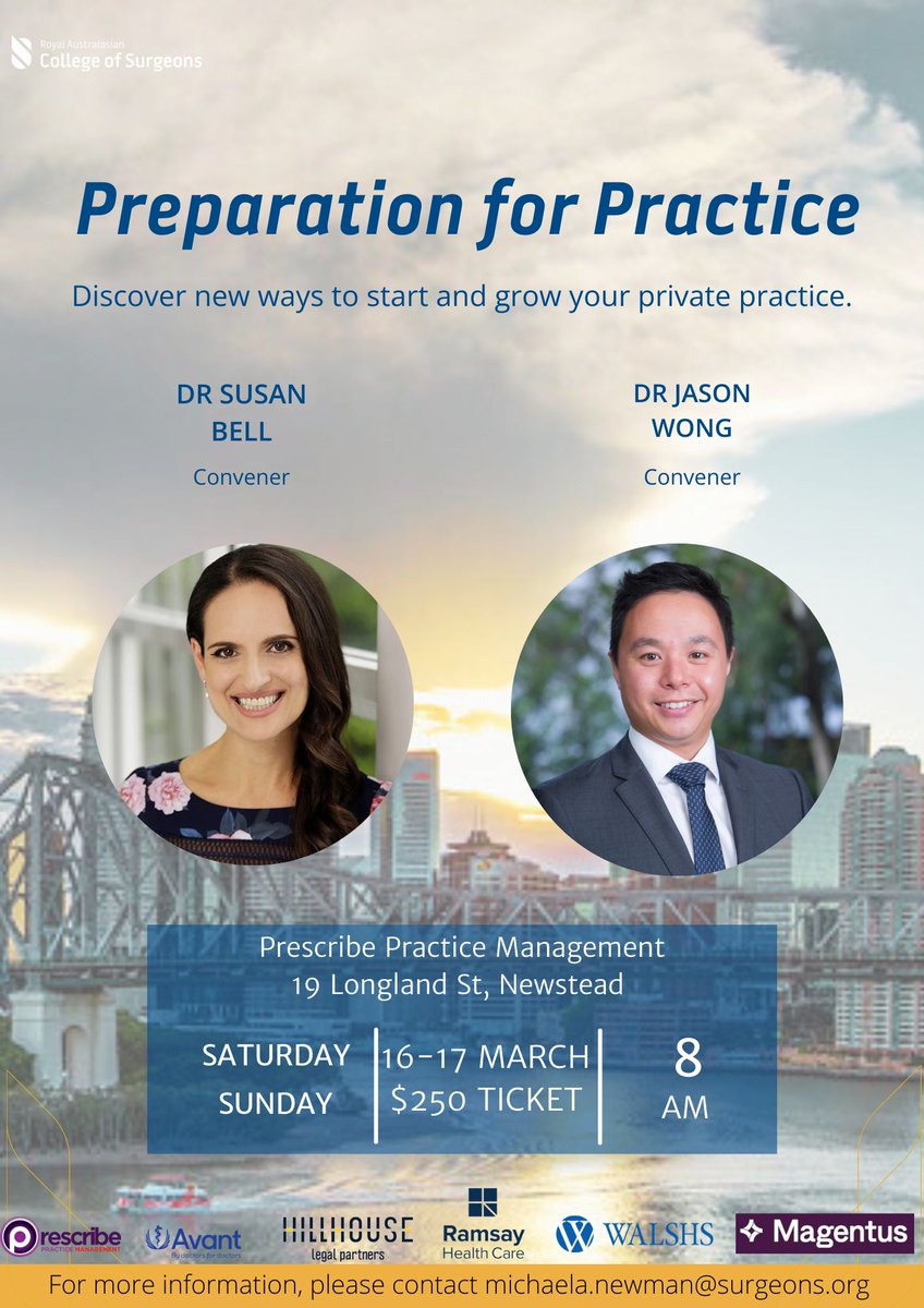 Only a few places remaining for this year’s QLD Preparation for Practice. Secure your attendance now - rb.gy/47q5yn