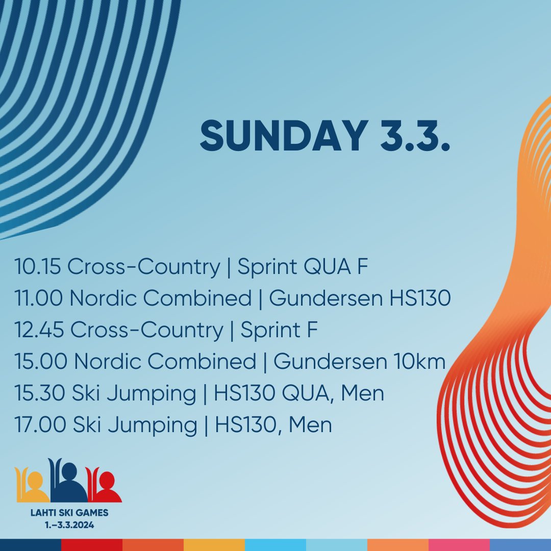 DAY 3️⃣

Absolutely fantastic Sunday coming. Let's have fun together one more time. 🇫🇮🥳

#lahtiskigames