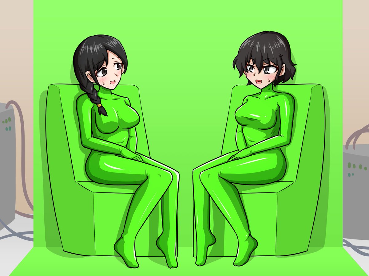 フラジィル (@kig_kaodashi) on Twitter photo skebで描きました。
「クロマキー合成のモデルのバイトに応募した黒髪の人妻女性2人が首から下をタコの姿にCG合成された状態で雑談しているイラスト」
おまけで合成前の緑一色ぴちスーもつけて skebで描きました。
「クロマキー合成のモデルのバイトに応募した黒髪の人妻女性2人が首から下をタコの姿にCG合成された状態で雑談しているイラスト」
おまけで合成前の緑一色ぴちスーもつけて