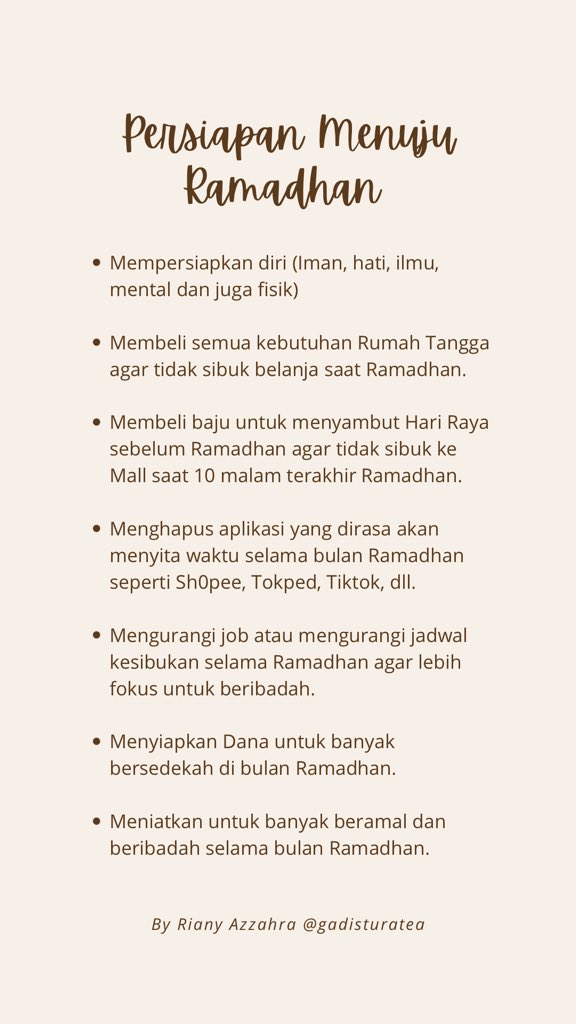 Persiapan Menuju Ramadhan 🤎