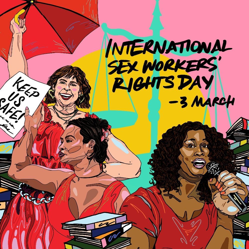 Today is International Sex Workers' Rights Day.

Sex worker-led groups around the world are holding events and actions to mark this day and call attention to the theme of 'labour'.

Illustration by Molly Hankinson.