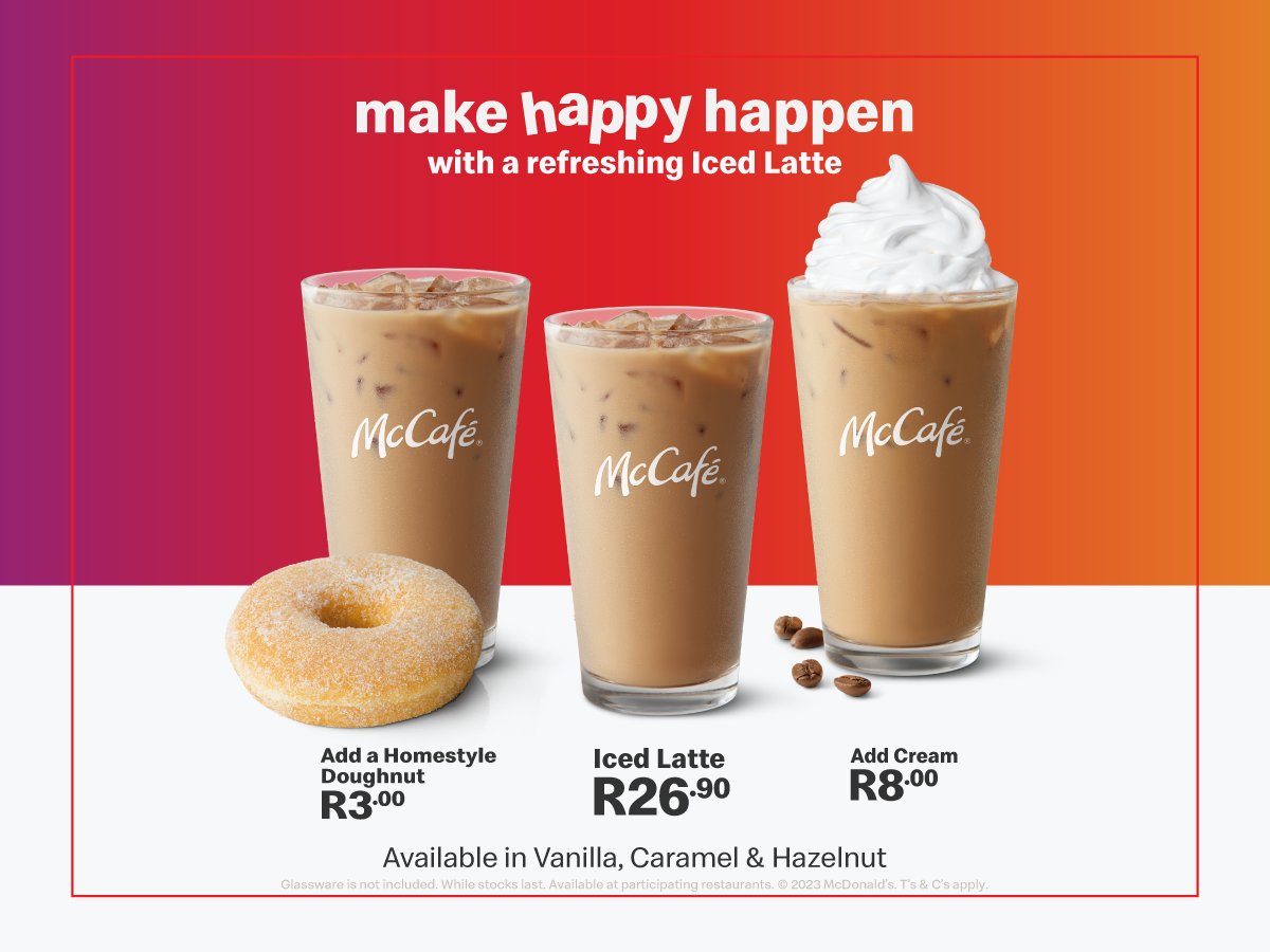 How are you handling the heat this summer? Reply with your Monday Motivation quote for your chance to win R1000 in cash, thanks to McCafe. #BeatTheHeatWithMcCafe when you get a McCafe Iced Latte for just R26.90. Ts and Cs apply. #McCafeMondayMotivation #MakeHappyHappen