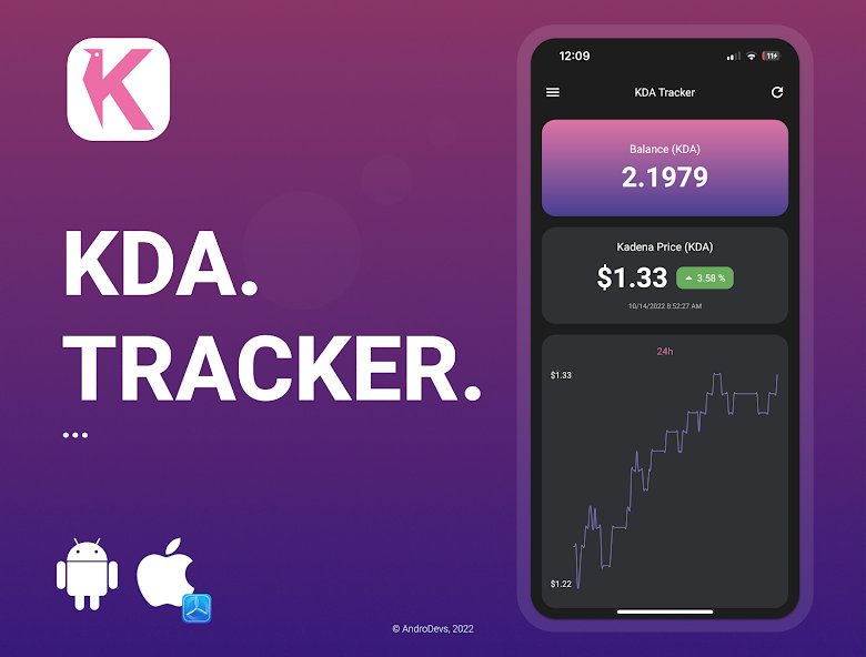 AndroDevs's tweet image. #Kadena crypto gained nearly +35% in 1Y. Track your KDA funds with our 'KDA Tracker' app for Android. 
Download:
play.google.com/store/apps/det…
#buildwithflutter