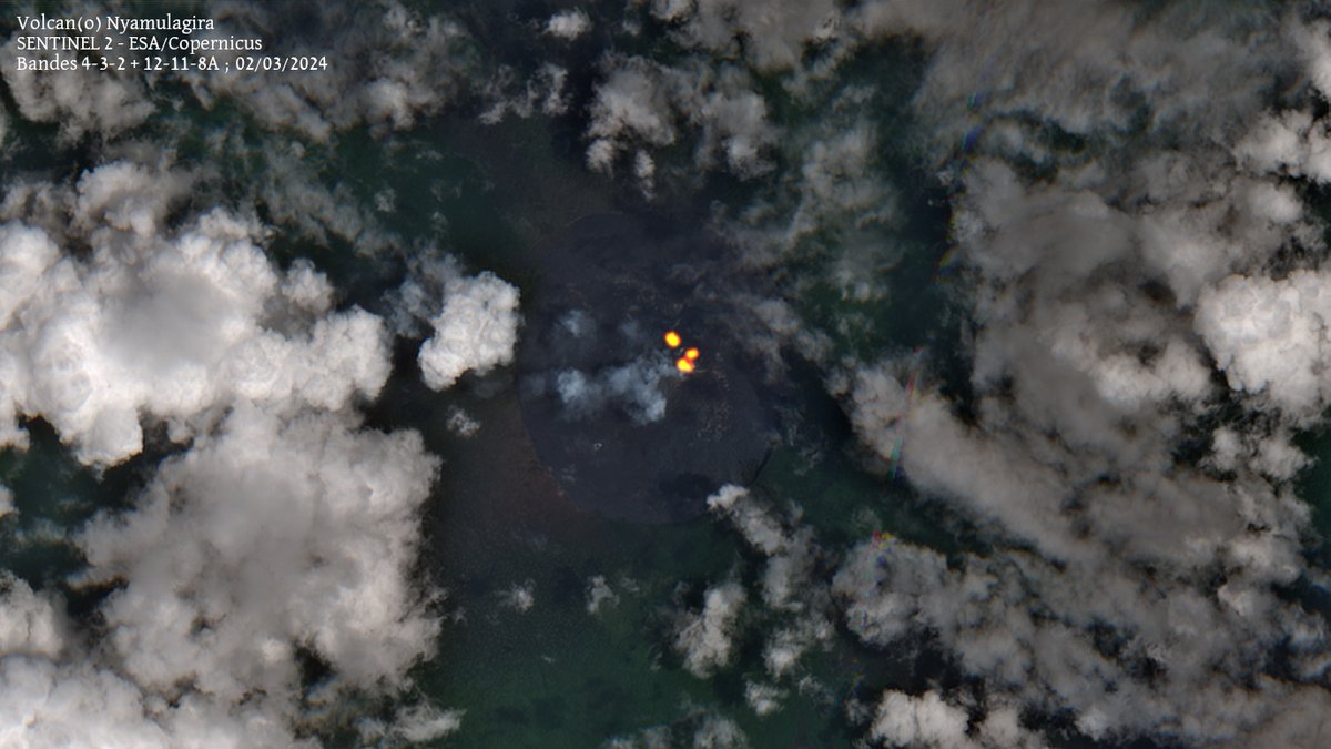 #volcan #volcano #Nyamulagira Une activité éruptive de faible intensité se poursuit dans la caldera sommitale/A low intensity eruptive activity is ongoing in the summit caldera; via <a href="/sentinel_hub/">Sentinel Hub</a> <a href="/esa/">European Space Agency</a> <a href="/CopernicusEU/">Copernicus EU</a> cc <a href="/SmithsonianGVP/">Global Volcanism Program</a> <a href="/CharlesBalagizi/">Charles Balagizi</a>  <a href="/ovggoma/">OBSERVATOIRE VOLCANOLOGIQUE DE GOMA (OVG - GVO)</a>