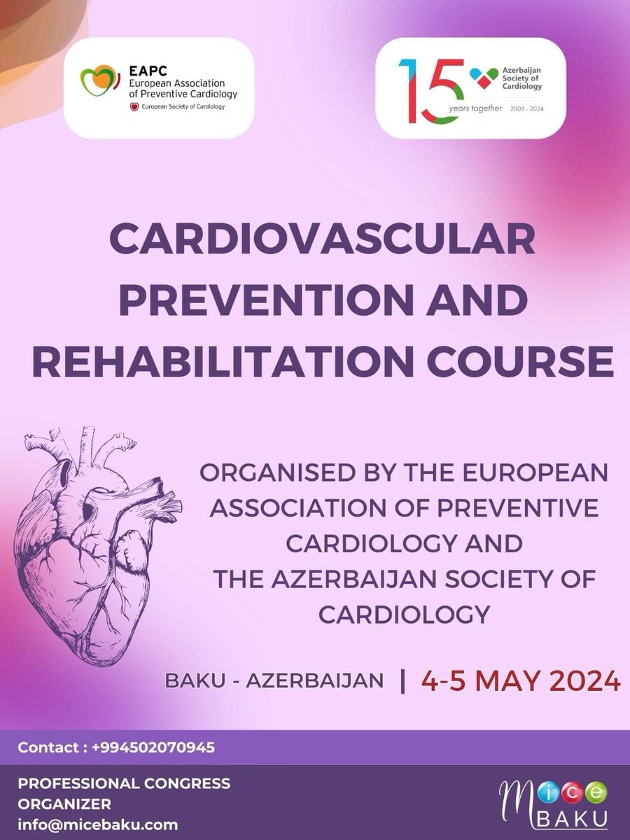 Excellent program by <a href="/AzeCardiology/">Azerbaijan Society of Cardiology</a> &amp; <a href="/escardio/">European Society of Cardiology</a> preventive cardiology🫀✅Don’t miss this opportunity! <a href="/UlviMirzoyev/">Ulvi Mirzoyev</a> <a href="/PeroneFrancesco/">Francesco Perone</a>  <a href="/Rahimov073/">Uzeyir Rahimov</a> <a href="/yasminrust/">YasminRustamova</a> <a href="/MehribanIsgand1/">Mehriban Isgandar</a>  <a href="/islamliaysel/">Aysel ISLAMLI</a> <a href="/TofigSadigov/">Tofig</a> <a href="/oktaymusayev1/">oktay musayev</a> <a href="/ImanovGalib/">Galib Imanov</a>  <a href="/drnijad/">cardio (Nijad Bakhshaliyev)</a> <a href="/elyar_zeynalov/">Elyar Zeynalov</a>  <a href="/cAfaqMusayeva/">Afaq</a>