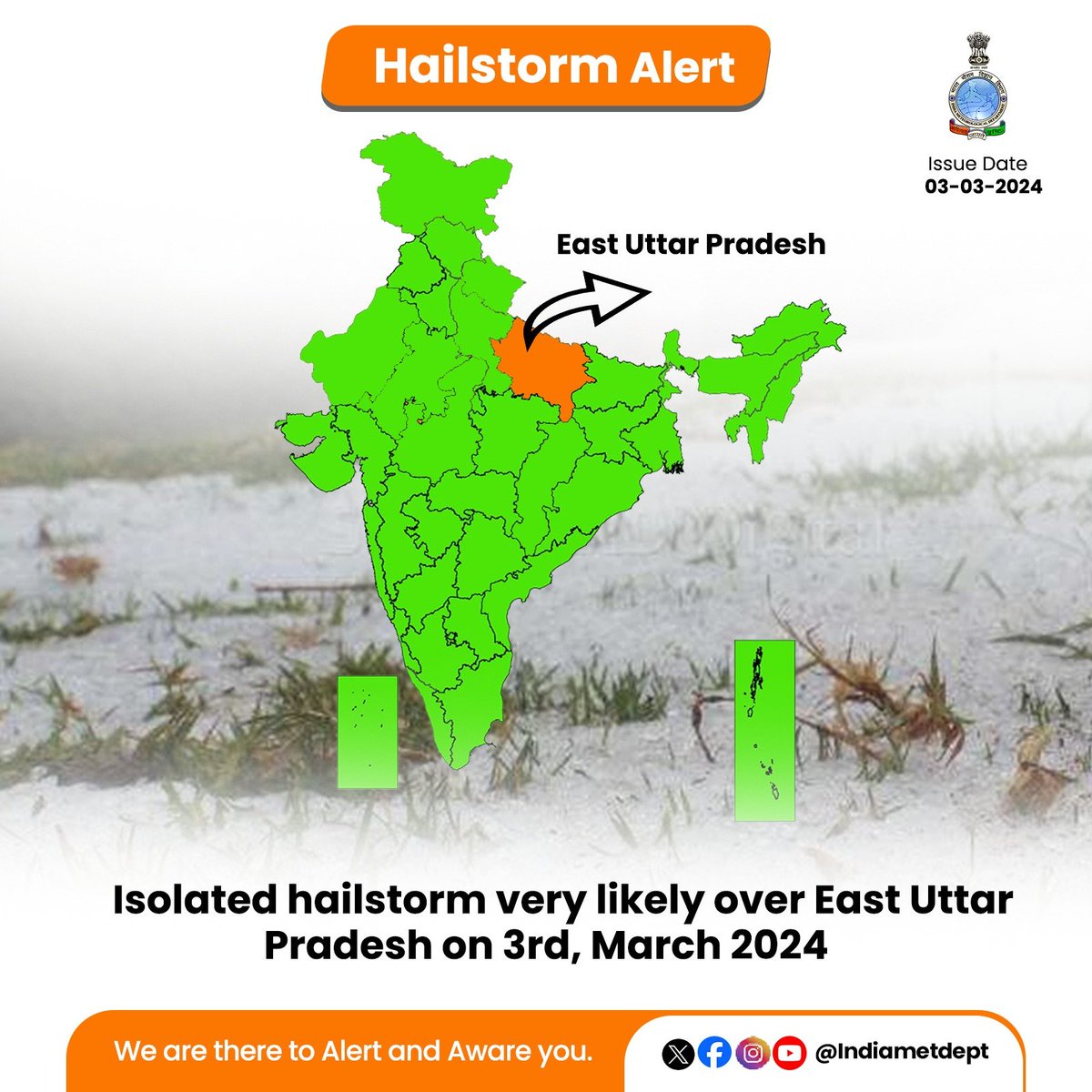 Isolated hailstorm very likely over East Uttar Pradesh on 3rd, March 2024.

#UPWeather #HailstormAlert 

@moesgoi
@DDNewslive
@ndmaindia
@airnewsalerts
